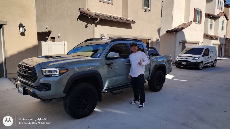 TrueTints by Gary, Mobile Automotive Window Tinting Service in San Diego County. Tinted this 2019 Toyota Tacoma with Nano-Ceramic at the customers house!